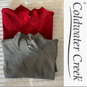 EUC Coldwater Creek sleeveless high neck tops in charcoal and red size L